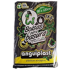 Anguiplast Bolsa de Basura Negra, Biodegradable, Ecológica 90 X 120 CM, 1 Kg