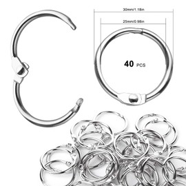 Binder Rings,40Pcs 30mm/1.2 inch Loose Leaf Binder Rings Nickel Plating, Loose Leaf Binder Rings Index Card Rings Small Book Rings for Flash Cards, Office School,Home,Papers, Keychains