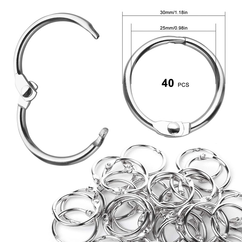 Binder Rings,40Pcs 30mm/1.2 inch Loose Leaf Binder Rings Nickel Plating,