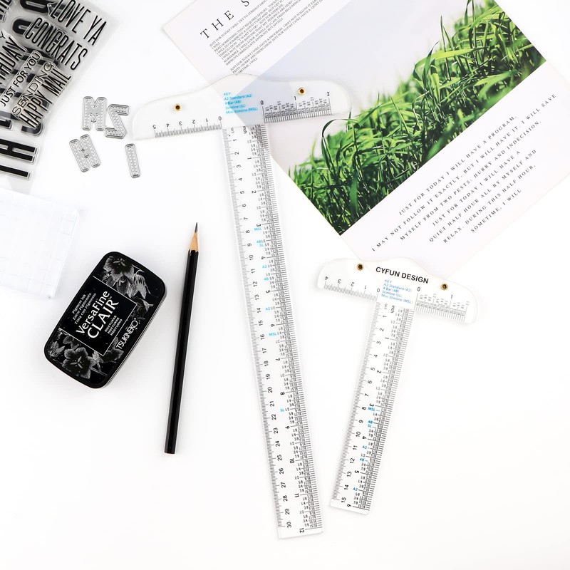 6" and 12" Acrylic Clear T Angle Ruler 3 Pack