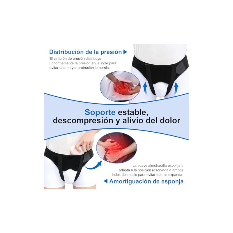 Faja para Hernia Inguinal Hombre, Ajustable Bilateral (M)