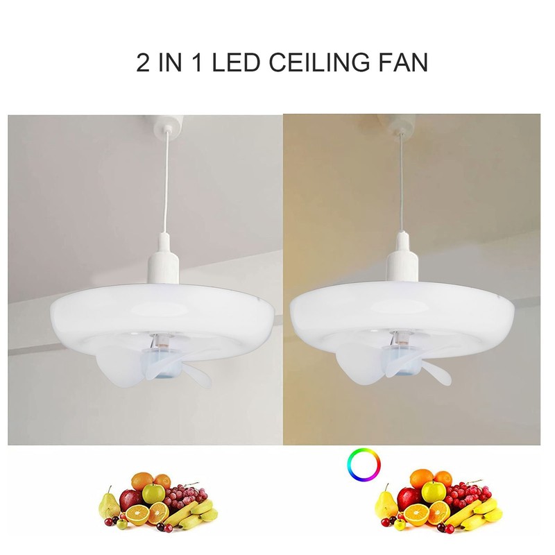 E27 LED Ceiling Fan Light Small Noiseless LED Fan Modern