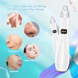 2025 Blackhead Remover Pore Vacuum, Blackhead Extractor-5 Suction Power 3 Adjustable Suction,USB Rechargeable Facial Pore Cleaner Kit Electric Acne Extractor Tool for Women & Men (White)