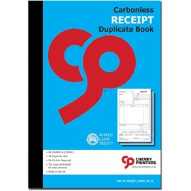 Cherry Carbonless NCR Receipt Book Duplicate 2pt A5 (148 x 210 millimetres) S+L Perfect for Small Businesses **4 Pack**