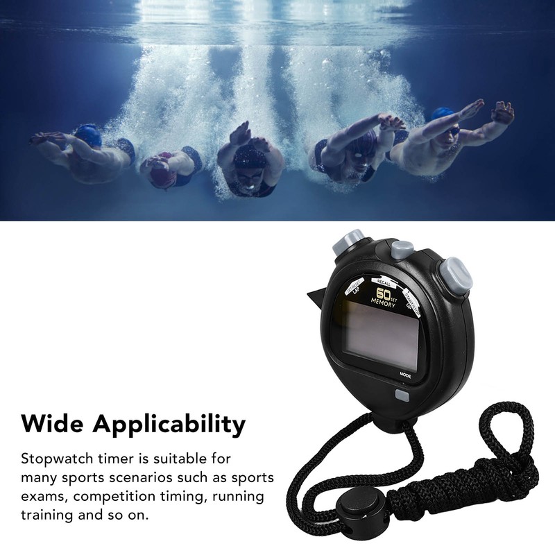 Stopwatch Timer 3 Rows and 60 Channels Larger Display Black