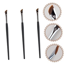 Healeved 3pcs Angled Eyeliner Brush Ergonomic Eyebrow Concealer Eyeshadow Tools for Effortless Application for Travel Professional Use Soft Faux Fibers for Gentle Makeup