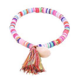 Holibanna Heishi Surfer Bracelet Rainbow Tone Bracelets with Tassel Vinyl Disc Beads Polymer Friendship Summer Beach Bracelet, Polymer Clay