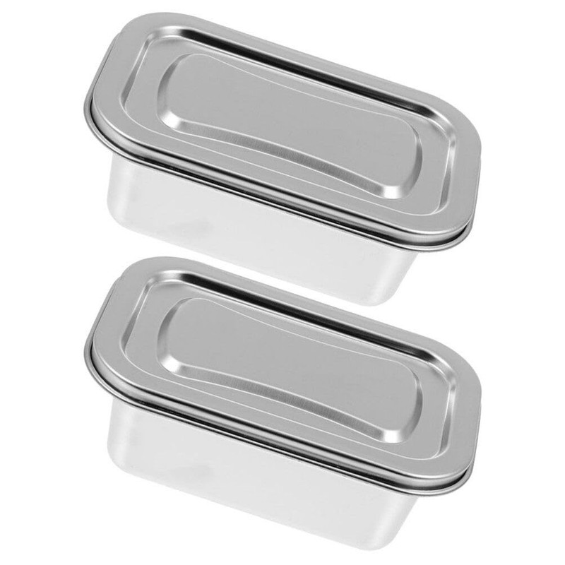 LALADEFIEE 2Pcs Stainless Steel Refrigerator Storage Box Set with Airtight
