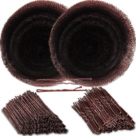 2Rolls Hair Sponge for Updo with 100Pcs Hairpins,Each 1.5 Meters Hair Bumps for Volume Insert, Hair Filler, Hair Donuts for Updos,Volume Hair Bumps Tool, Hair Padding (Dark Brown)