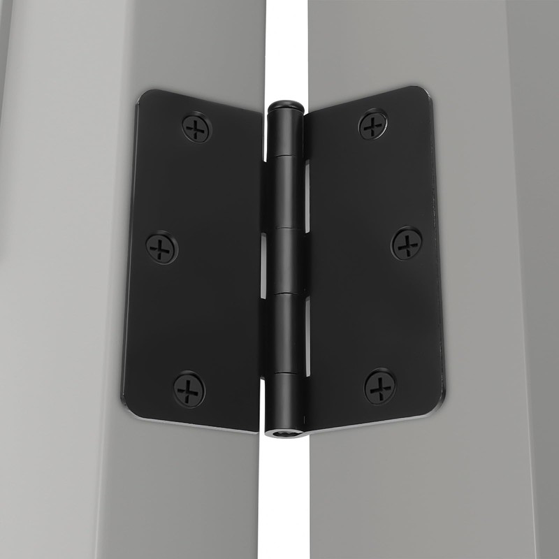 goldenwarm 24Pack Matte Black Door Hinges 3.5 Inch Rounded Interior