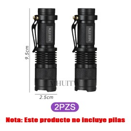 MHUITW 2pzs Linterna Táctica UV LED 395nm con Zoom y Modos de Luz.