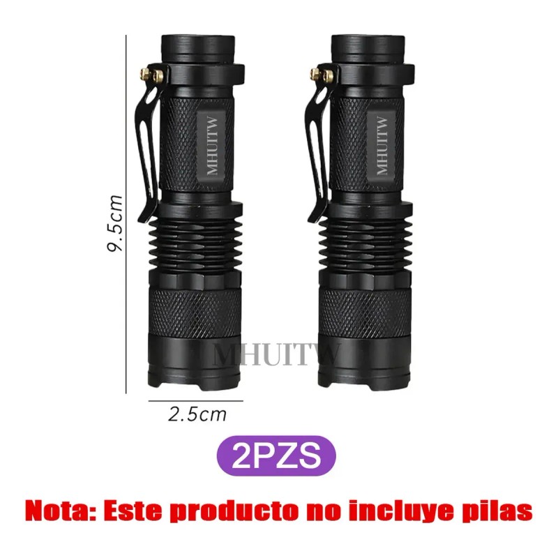 MHUITW 2pzs Linterna Táctica UV LED 395nm con Zoom y