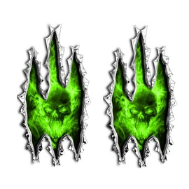 Exploding Skull Green Rip Ripped Motorcylce Vinyl Graphics sportbike cruiser Motorcycle Sportibike Stickers