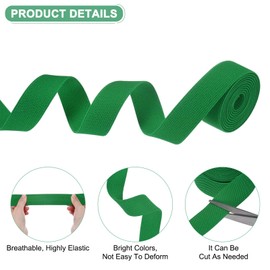 M METERXITY Elastic Bands for Sewing, 1" 2 Yards Roll of High Elasticity Knit Elastic Spool, Elastic for Sewing Waistband/Wigs/Pants/Crafts DIY Stretchy Ribbon [Green]