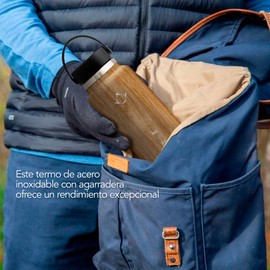 Hidranur Termo Botella de Agua, Termo de Acero Inoxidable sin BPA, 24 Oz (709.76 ml), Termo Para Cafe, 24 Horas de Agua Caliente y Fria, Tapa Hermética, Ideal para Viaje (Madera, 24 Oz (709.76 ml))