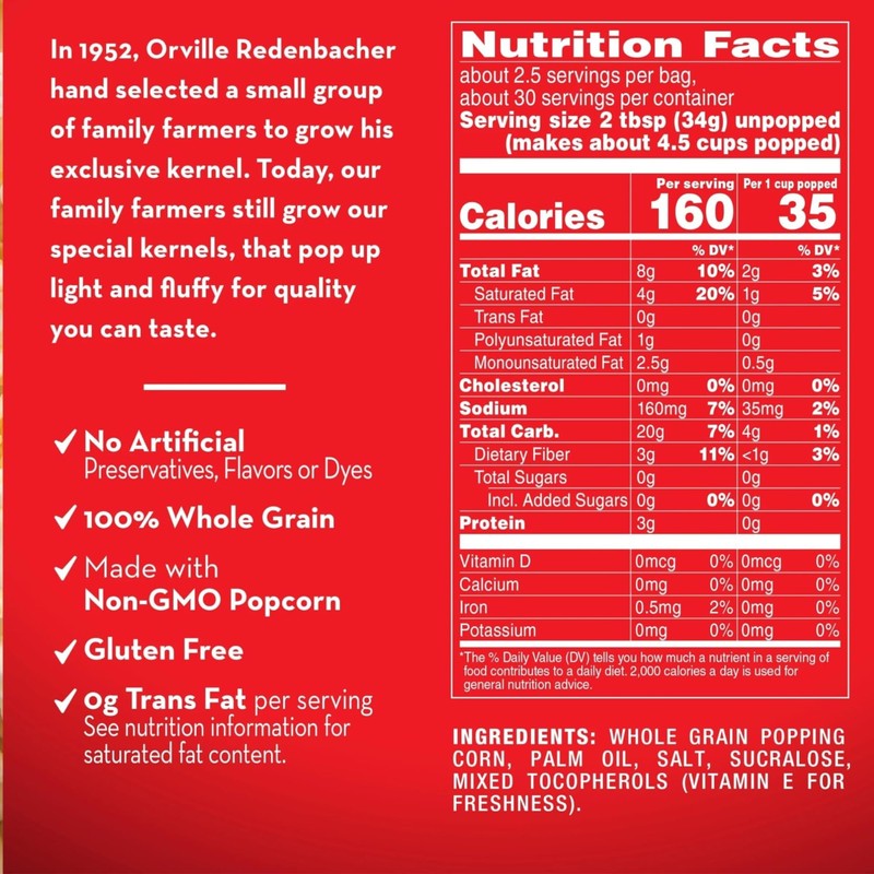Orville Redenbacher's Kettle Corn Microwave Popcorn, 3.28 oz, 12 Count