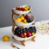 Veloqua 3 Tier Fruit Bowl For Kitchen Counter,Ceramic Fruit Bowl,Large
