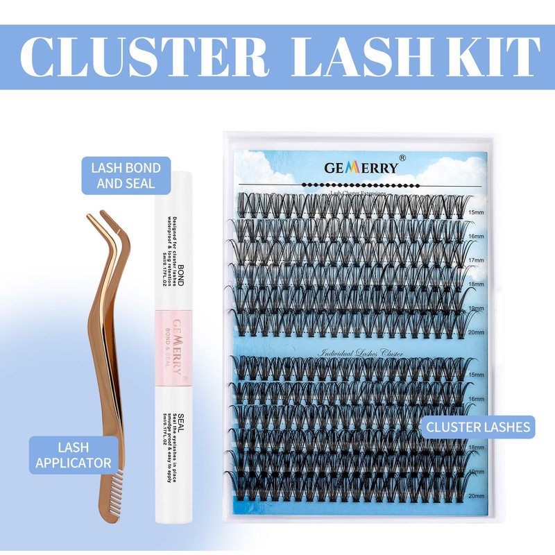 Individual Eyelashes Set 240 Pieces D Crul 15-20 mm Clusters