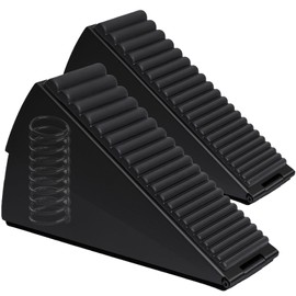 Large Door Stopper - Metal Door Wedge, Tall Door Stopper, Spring Rubber for Extra Strong Grip (Black, 2 Pack)