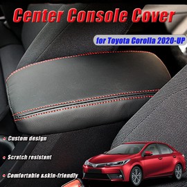 BOYUER for Toyota Corolla 2020-2025,2019-2025 Corolla Hatchback Corolla Cross Center Console Cover Armrest Leather Pad Cover Automatic Car Interior Decoration Accessories（Black and Red）