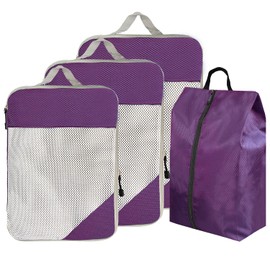 ehsbuy 4-Piece Packing Cubes Compression Packing Bags for Suitcases 3 Cubes + 1 Laundry Bag Suitcase Organiser Packing Cube Set for Clothing Accessories