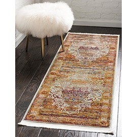 Unique Loom Baracoa Collection Bright Tones Vintage Traditional Cream Runner Rug (2' 7 x 10' 0)