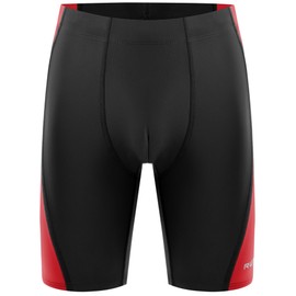Runhit Boys Jammers for Swimming Youth Competitive Swim Team Suit UPF 50+ Quick Dry Compression Swimming Shorts Black and Red