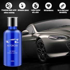 Autokcan 9H Nano Ceramic Coating for Cars, Anti-Scratch High Gloss Ceramic Coating Kit for Car Detailing, Glass, Wheel, Hydrophobic Long Lasting Protection,30ML