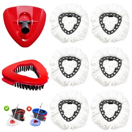 8-Pack Spin Mop Head Replacement for O Cedar Easywring 1-Tank System,Microfiber 100% Reusable Mop,6 Mop Heads+1 Mop Base and 1 Scrub Brush Combo Set