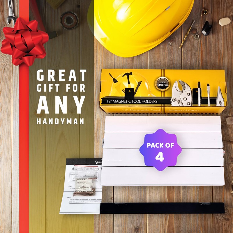12" Heavy-Duty Magnetic Tool Holders (4 Pack - 48" Total)