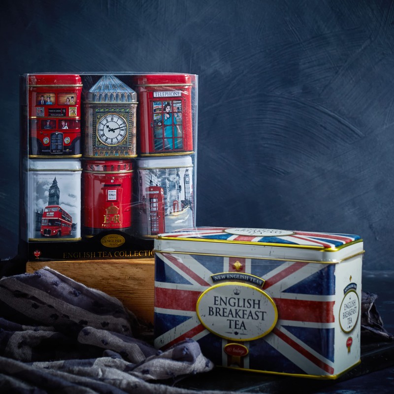 Iconic London Sights 6x Tea Tins with Fine English Breakfast