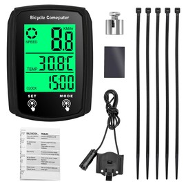 SKIKHN Digital Bicycle Computer, Speedometer Bicycle, 19 Functions Waterproof with Backlit Display, Bicycle Speedometer, Wired Odometer Bicycle Automatic Wake-up