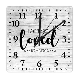 Mighun I Am So Loved Bible Wall Clock 10inch Silent Wall Clock Inspirational Saying Hanging Clock Decorative Clock for Bedroom Living Room Dining Room Study Room