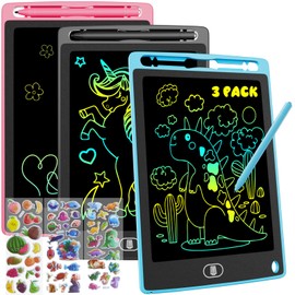 Electight 3 Packs Kids LCD Writing Tablet 8.5 Inch, Ultimate Doodle Board Set with Lock Screen & 3 Stylus Pens, Reusable Drawing Pad for Ages 3-8, Erasable Educational Toy for Home, Travel, School