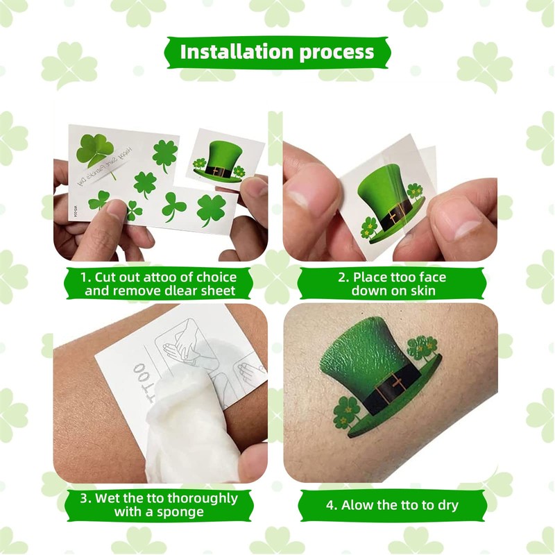 20 Sheets St Patricks Day Tattoos,St Patricks Day Accessories Fake