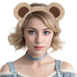 Sightor Brown Bear Ears Headband, Cute Bear Hairband Movable Ear Bear Head Wear for Makeup Washing Face Animal Cosplay Soft Bear Headband
