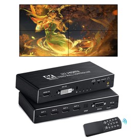 WrixWric 4K Seamless Splicing TV Wall Processor - HDMI & DVI Input, 1080P HD Image Processor with RS232, Support 180Rotate, 1x2, 1x3, 1x4, 2x2, 2x1, 3x1, 4x1 Mode