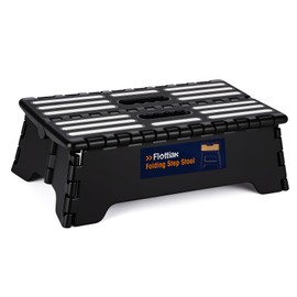 Flottian 5" Folding Step Stool for Adults and Kids 15-Inch Extra Wide Stool Holds Up to 300 lbs,Non-Slip Folding Stools with Handle,Compact Plastic Foldable Step Stool for Bathroom,Kitchen,ect Black