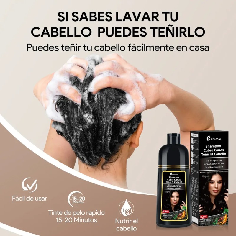 Shampoo Tinte Instantáneo Cubre Canas Natural Jengibre 500ml