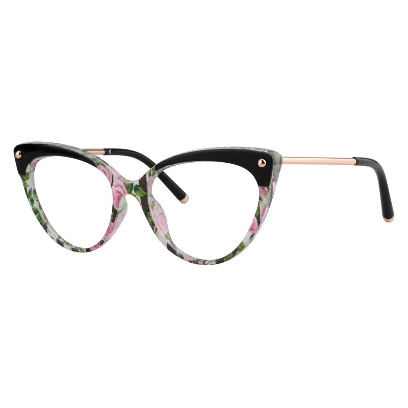 Zeelool Women's Vintage Browline Cat Eye Glasses Alivia FX0757 (FX0757-05Floral,