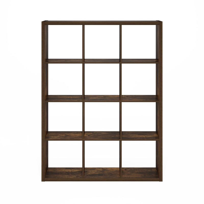 Furinno Cubicle Open Back Decorative Cube Storage Organizer, 12-Cube, Amber