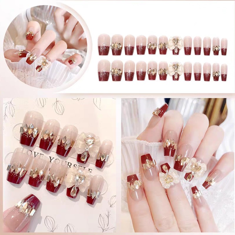 HAPVITAL 24 Pcs Nail Tips, Nail Tips, Popular, 3D Nail