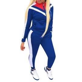 Bealin Two Piece Outfits for Women Jogging Sets Workout Sweat Suits Tracksuit Zip Up Sweatshirt Sweatpants Lounge Sets Royal Blue XX-Large