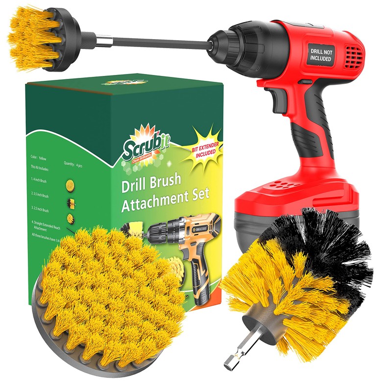 SCRUBIT Drill Brush Attachment Set - Power Scrubber Tile and