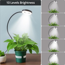 QWORK 3 Pack Grow Lights for Indoor Plants Full Spectrum, Clip On Growing Lamp with 3-Color Modes, Auto Timer & Dimmable Levels for Indoor Growing