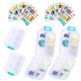 2PCS 7-Day Pill Organizer with Labels – Travel Pill Case, Daily Medication Organizer | Compact & Secure | Fits in Pocket/Purse (3.7” x 2.4”)