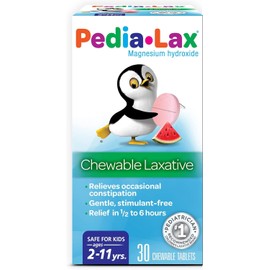 Pedia-Lax Laxative Chewable Tablets for Kids, Ages 2-11, Watermelon Flavor, 30 CT