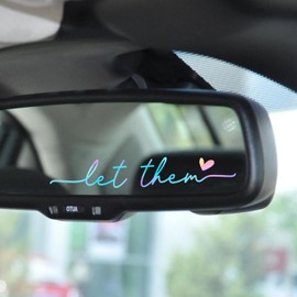 HubbgDesign Let Them Mental Health Awareness Rearview Mirror Sticker Self love Car Decal Motivational Decal Rearview Mirror Decal Mindfulness Decal Car Accessories 2 Pack (Holographic)