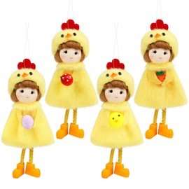 Osterengel Plüsch-Ornamente, 15 cm Hanging Dolls with Yellow Chick Cloak, Set of 4