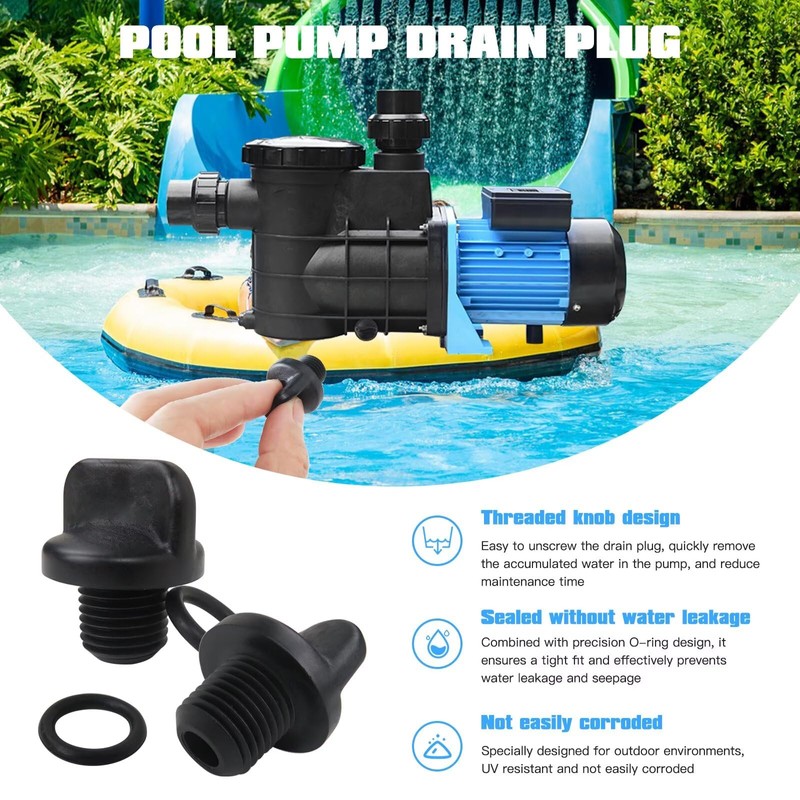 2 Pack R0446000 Pool Pump Drain Plug with O-Ring Replacement